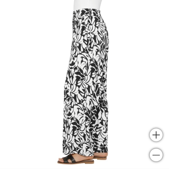 NWT Three Dots Women's Pull-On Pant Black/White - Picture 2 of 9